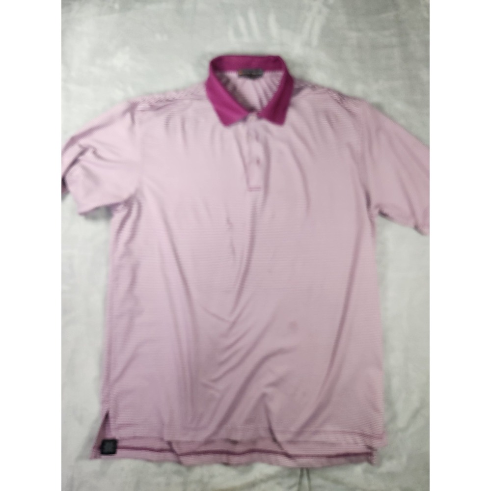 Peter Millar Summer Comfort Polo Shirt Large Purple White Performance Golfer Men